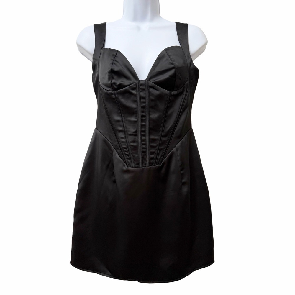 White Fox Corset Bodycon Fitted Mini Dress Size M Black LBD Date Night Party